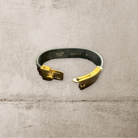 Celine python gold-plated/ brass thin cuff - Picture 5 of 9